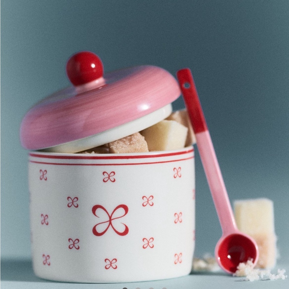 Maeve Stoneware Pink Sugar Bowl & Spoon